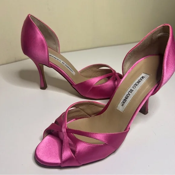 Manolo Blahnik Shoes Manolo Blahnik Pink Satin Heels Size 35